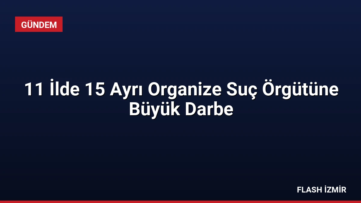 11 İlde 15 Ayrı Organize Suç Örgütüne Büyük Darbe