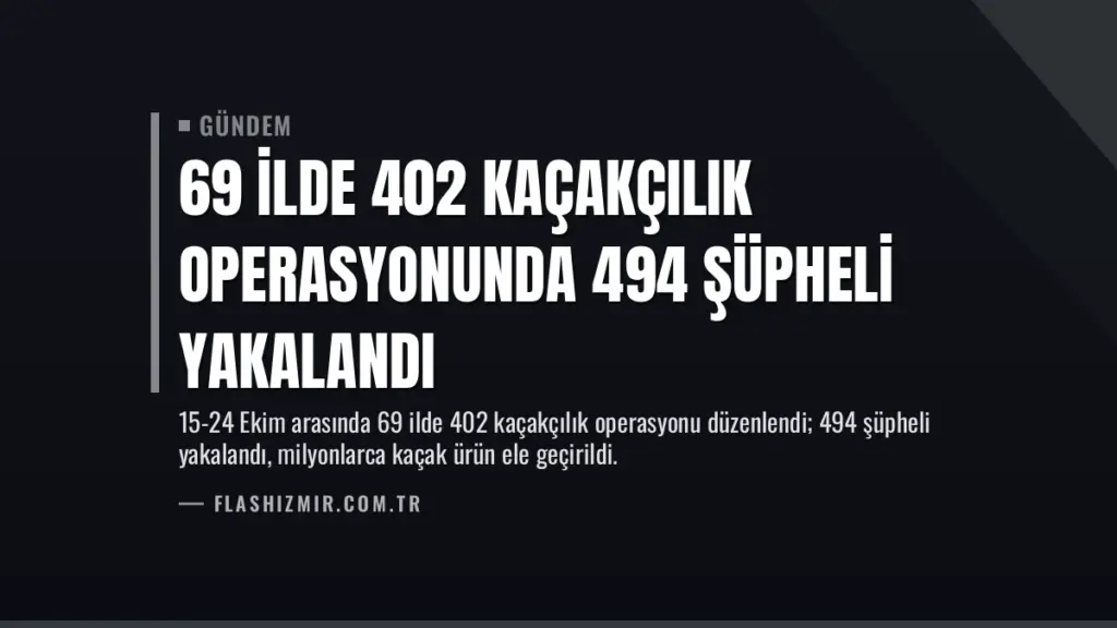 69 İlde 402 Kaçakçılık Operasyonunda 494 Şüpheli Yakalandı