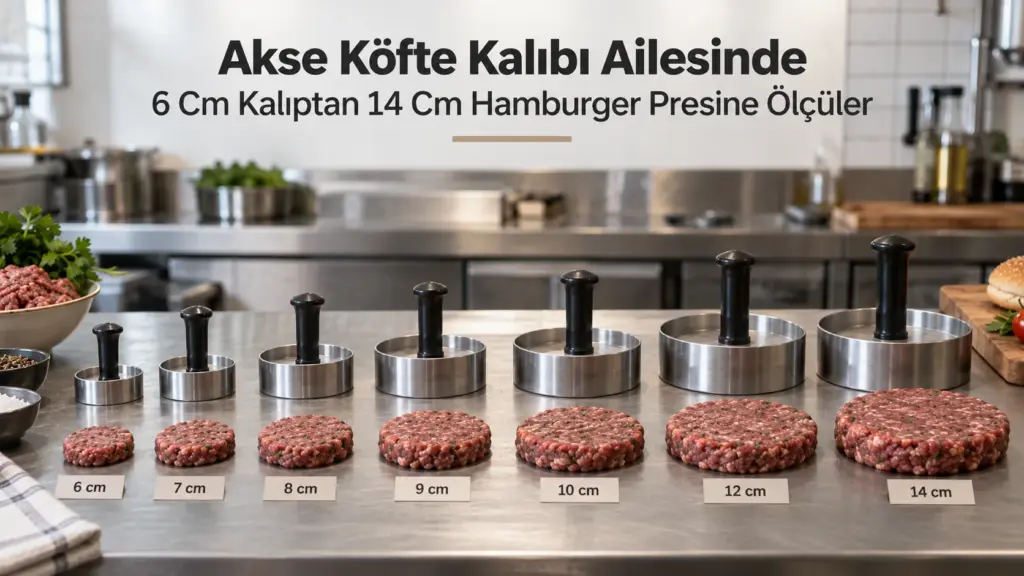 Akse Köfte Kalıbı Ailesinde 6 Cm Kalıptan 14 Cm Hamburger Presine Ölçüler