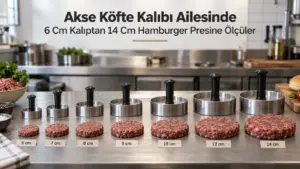 Akse Köfte Kalıbı Ailesinde 6 Cm Kalıptan 14 Cm Hamburger Presine Ölçüler